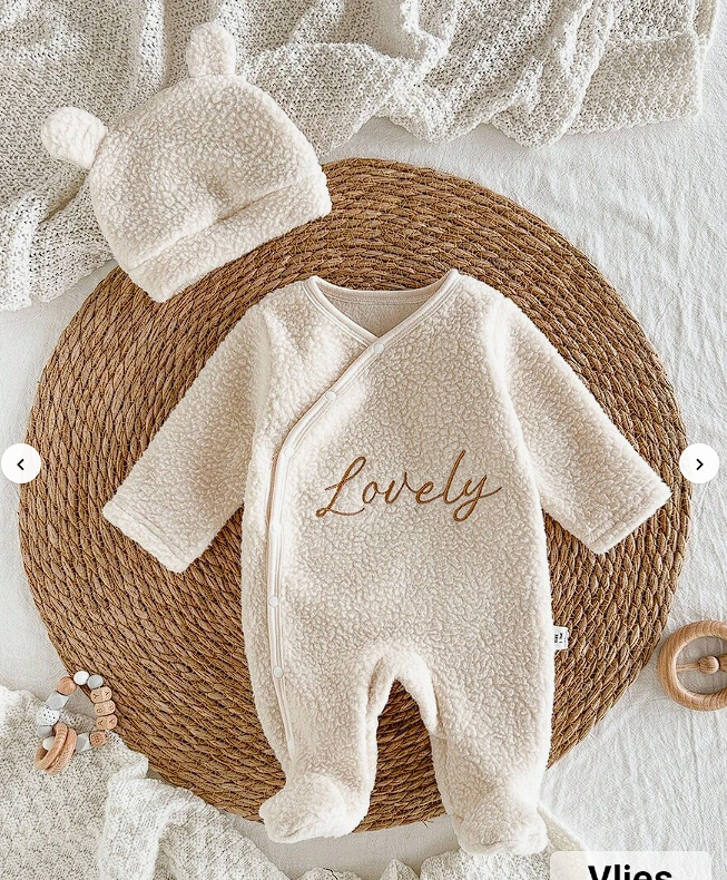 Personalized Fleece Baby Jumpsuit with Hat